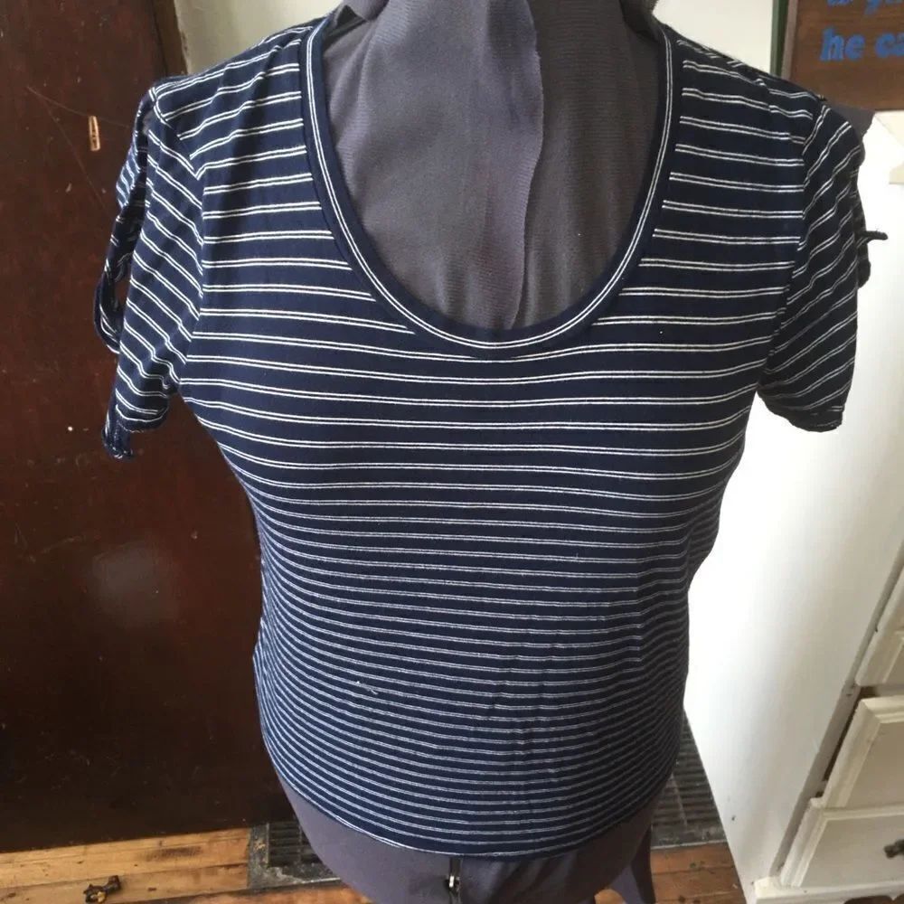 J. Crew factory striped cold shoulder blouse